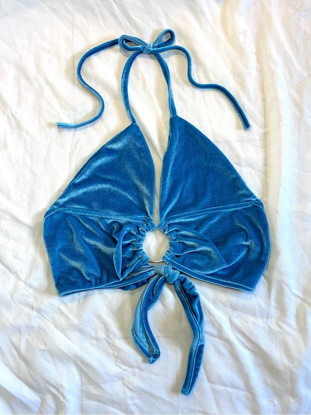 Velvet Backless Halter Crop Top